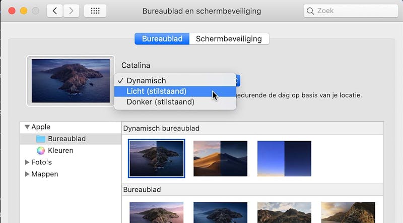 Kies voor een dynamische of statische bureaublad-achtergrond in macOS Catalina