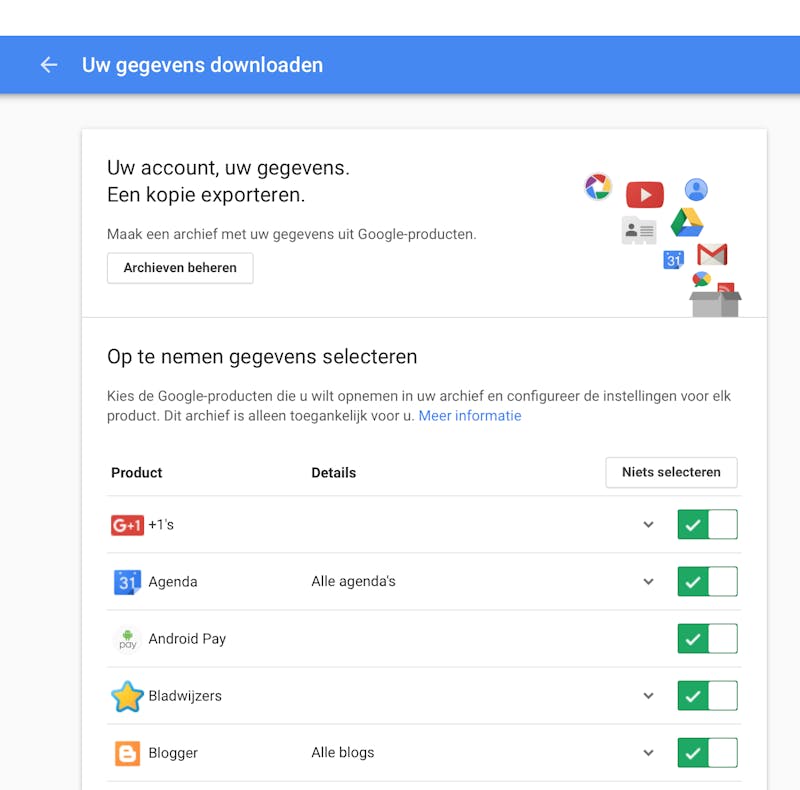 Tip 07 Voordat je je Google-account verwijdert, is het handig een back-up van je data te maken.