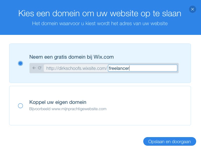 Een Wix-internetadres is gratis, net als de hosting.