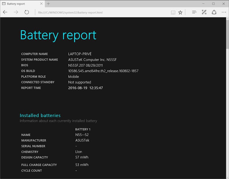 Tip 05 Op onze Asus-tablet vermeldt Windows 10 helaas niet de laadcycli