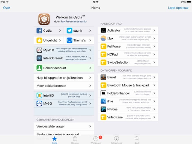 In Cydia vind je tweaks en apps die nooit toegelaten zouden worden tot de App Store.