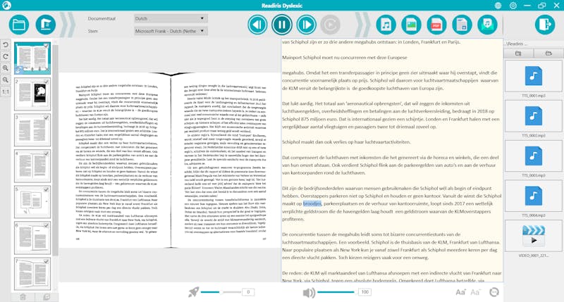 Readiris Dyslexic highlight niet de hele zin maar alleen het dan gesproken woord.