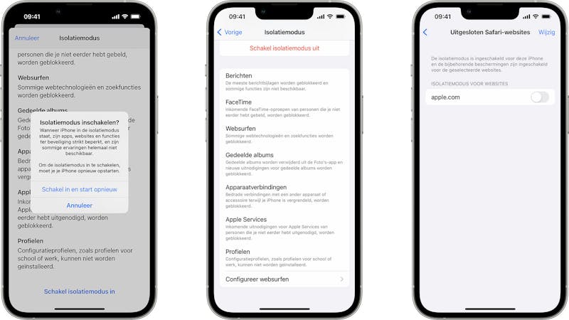 De isolatiemodus op een iPhone