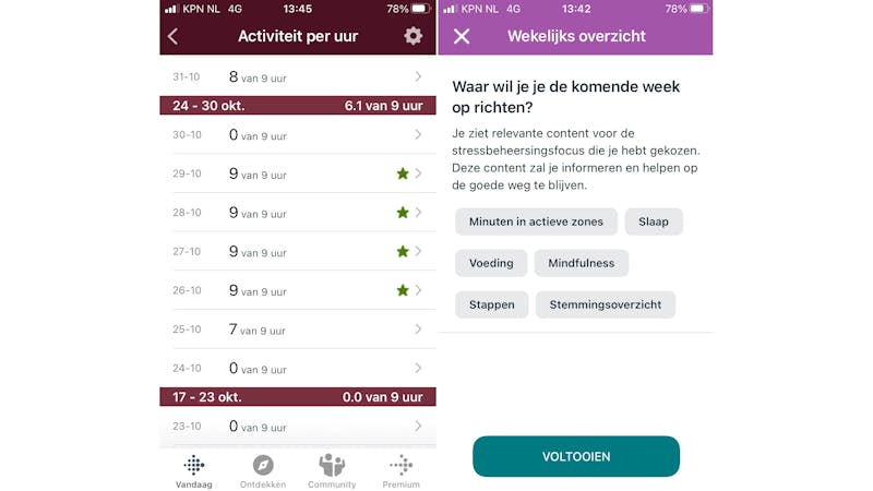 Activiteiten en focus op de Fitbit