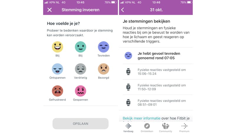 Stemmingen bijhouden op de fitbit