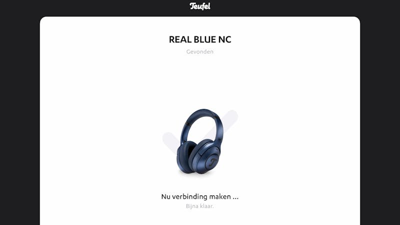 De iPad-app die hoort bij de Teufel Real Blue NC-koptelefoon.