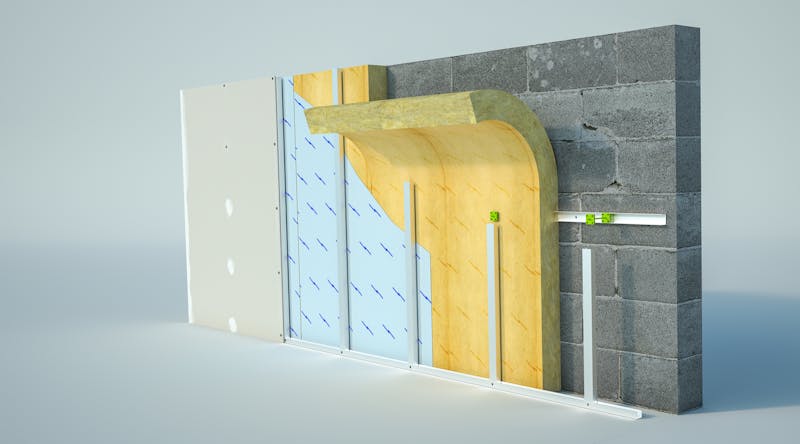 Schematische weergave van binnenmuurisolatie