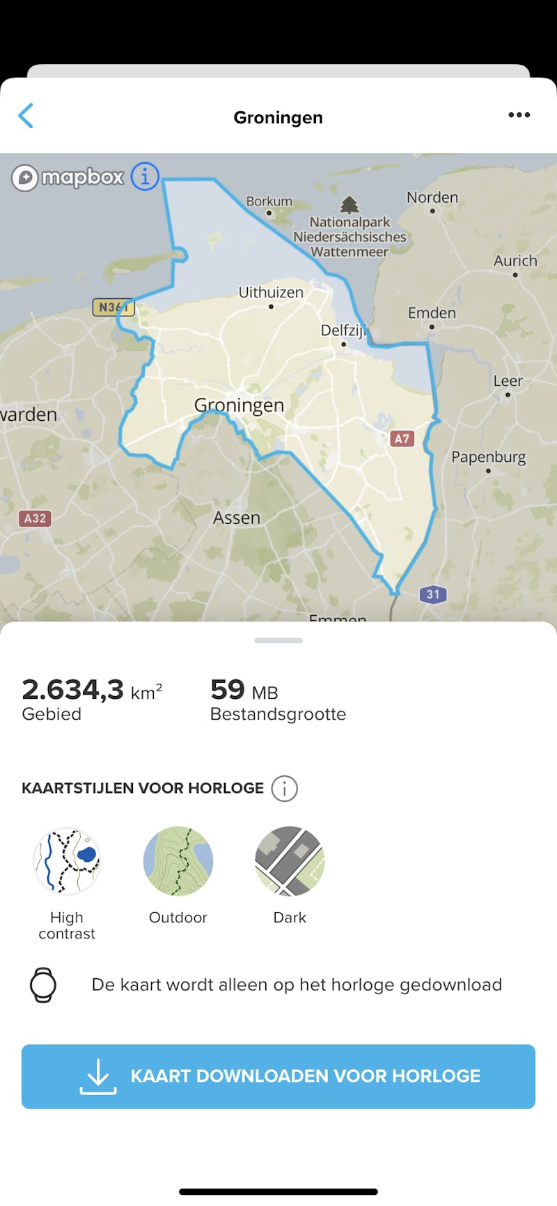 Suunto biedt een handige optie om exact de kaarten die je gaat gebruiken, te downloaden op de Vertical.