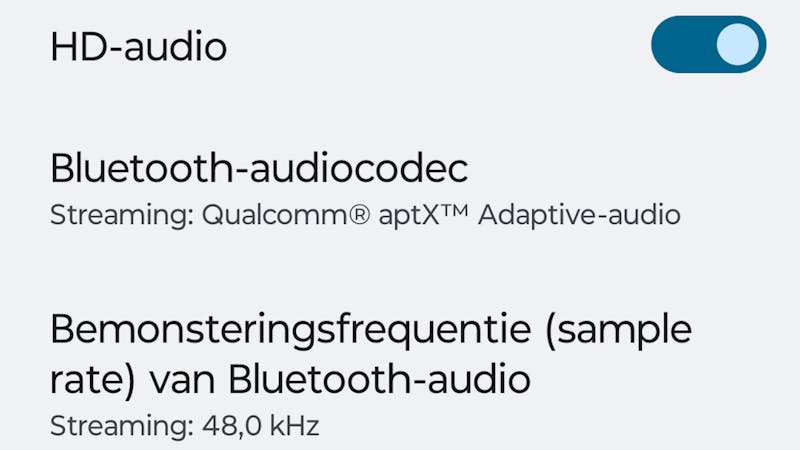 Screenshot van bluetooth-instellingen bij Motorola