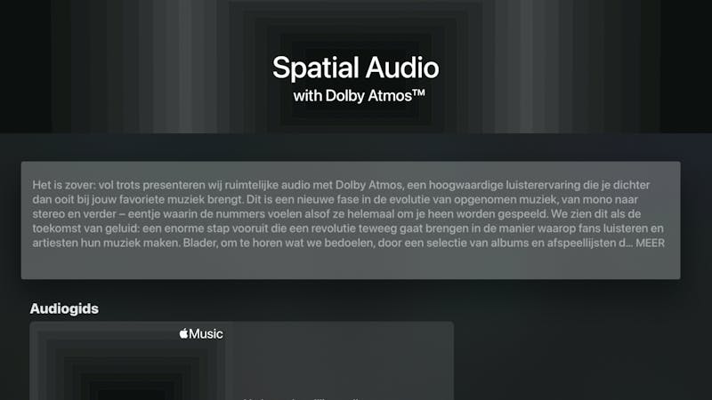 Screenshot van Spatial Audio via Apple Music.