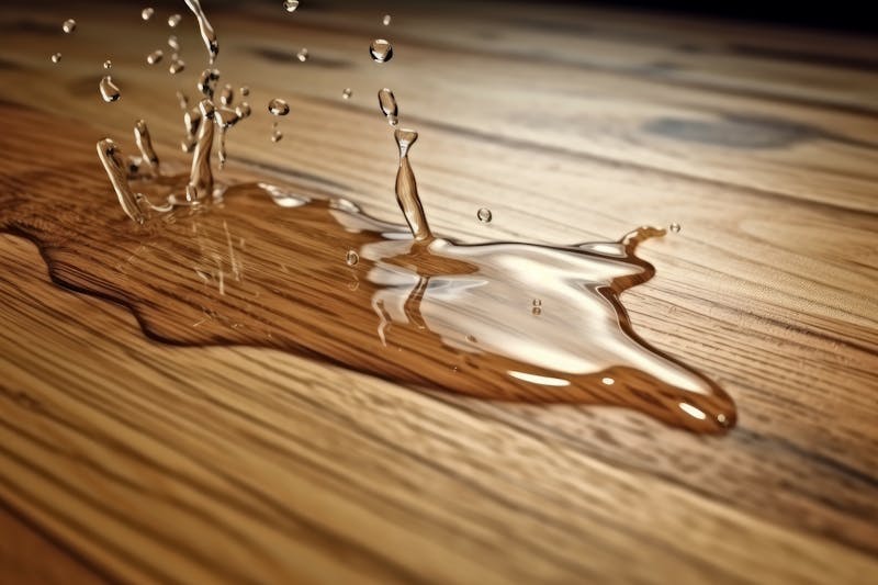 Water op een houten parketvloer