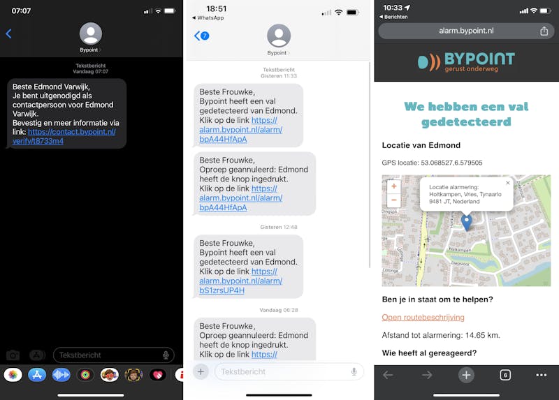 Sms-berichten en valdetectie van Bypoint