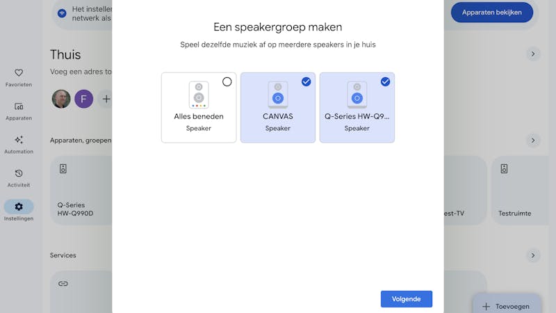 Screenshot speakergroep maken in Google Home