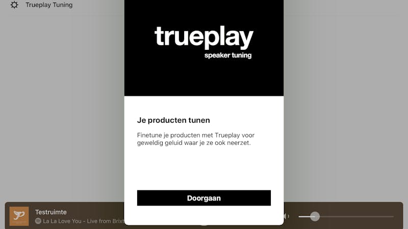 Screenshot van Trueplay in de Sonos-app.