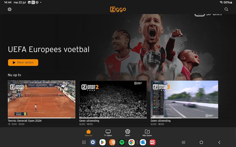 Drie livekanalen Ziggo Sport Free