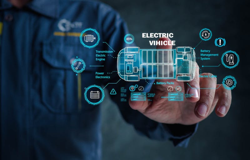 Schematische weergave elektrische auto