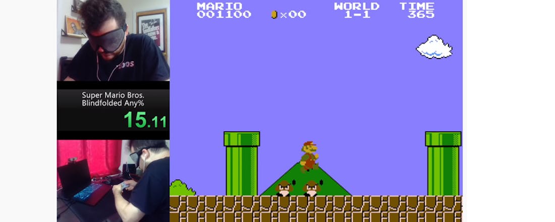 Geblinddoekte gamer speelt Mario in recordtempo uit
