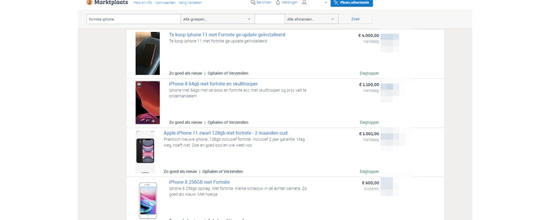 Tweedehands iPhones met Fortnite voor woekerprijzen te koop