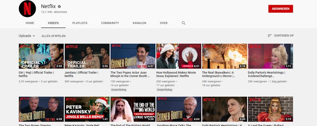 Populariteit YouTube-kanaal Netflix in 2019 verdubbeld