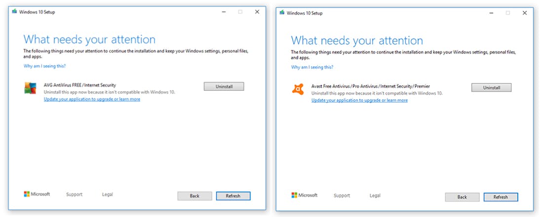 Verouderde Avast en AVG niet compatible met recente Windows 10-updates