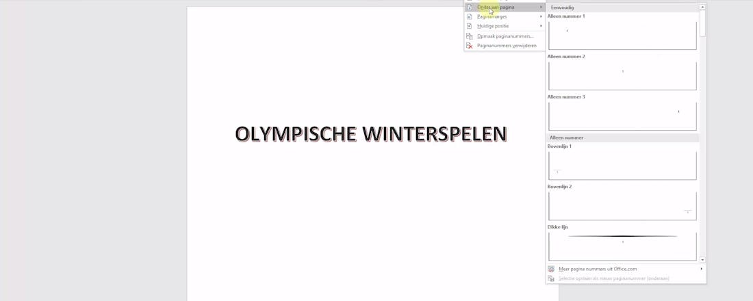 Paginanummering in Word
