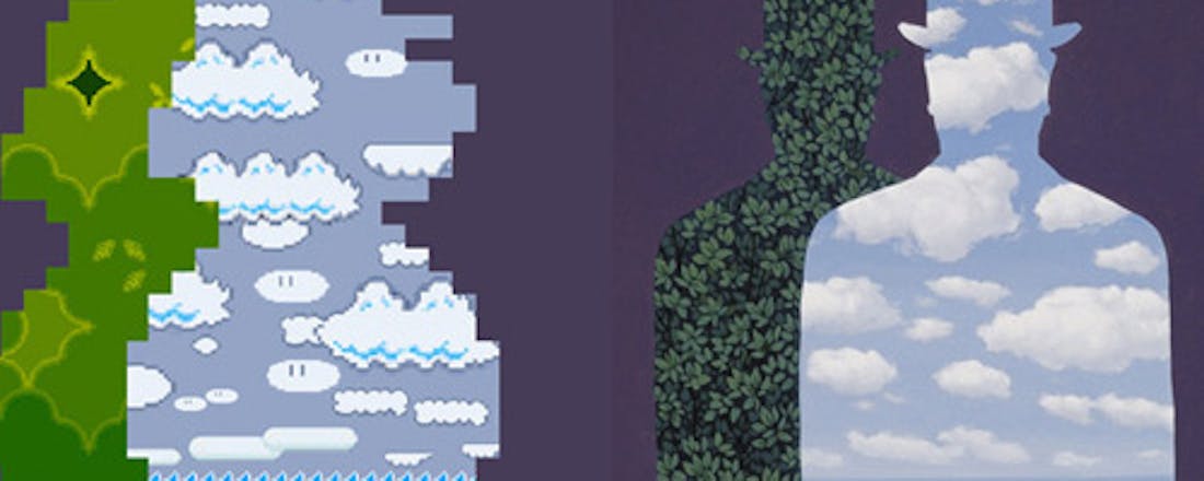 Super Mario Bros als Magritte-schilderij