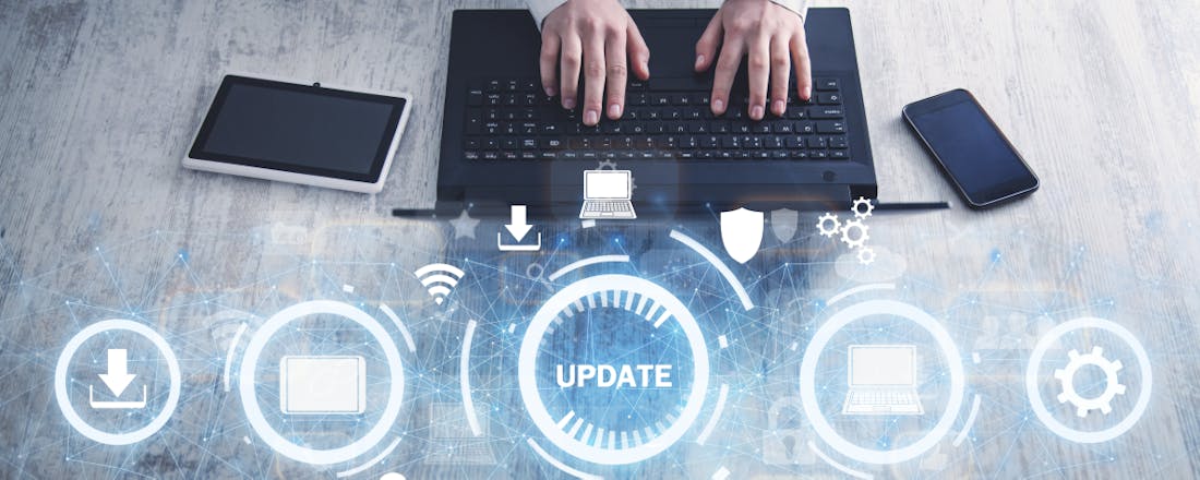 Update, laptop, systeem, thumb Programma's samen installeren en up-to-date houden