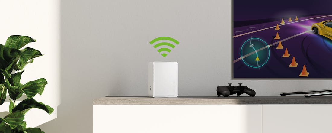 wifi repeater die op televisiemeubel staat Hier zijn de nieuwe devolo wifi 6 Turboboosters!