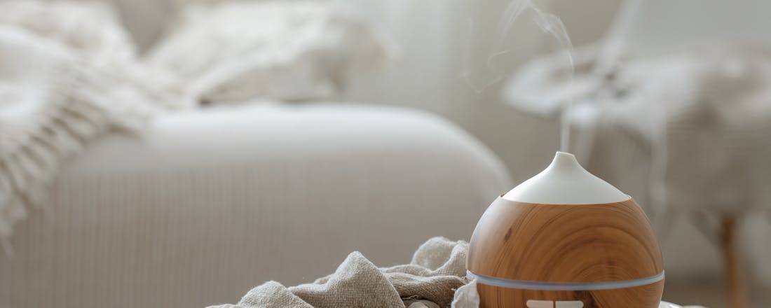 Geurdiffuser in woonkamer De diffuser: luchtbevochtiger en aroma-verspreider in één