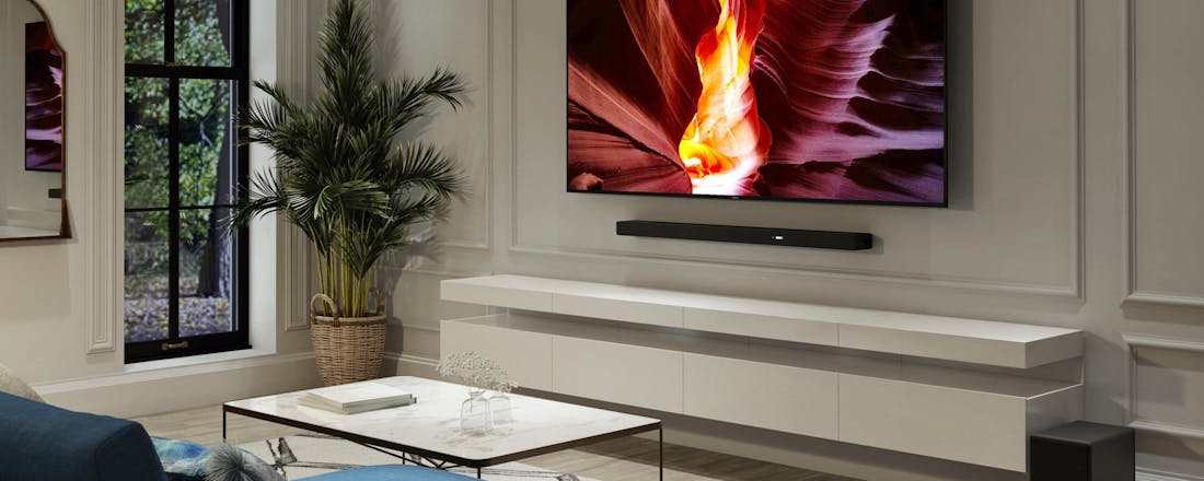 De HT-A5000 van Sony kun je ook aan de muur hangen. Review Sony HT-A5000 - Soundbar met veel mogelijkheden, maar aan de prijs