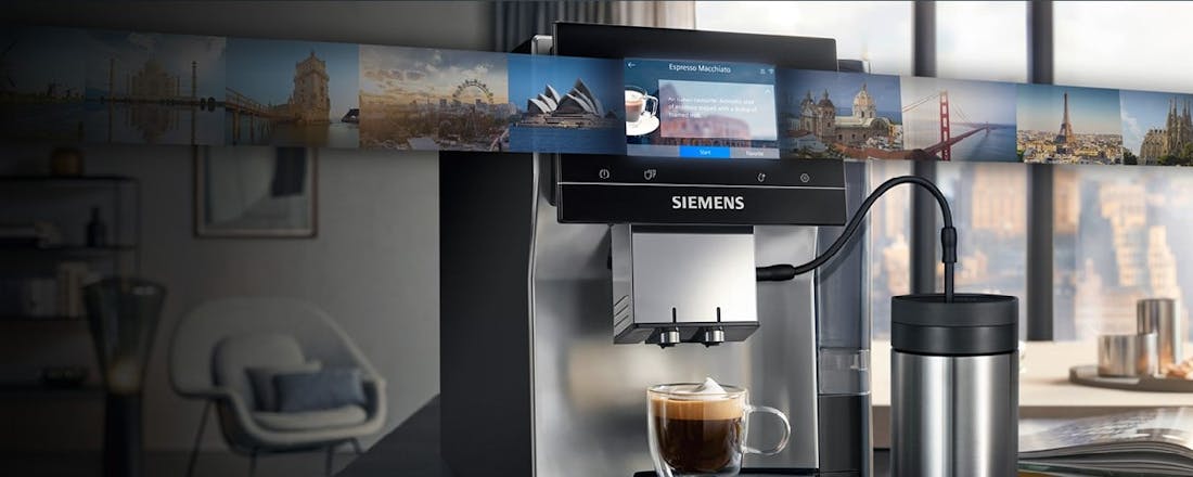 Wat een keus: met de Siemens TP705R01 proef je tot 29 koffiespecialiteiten!