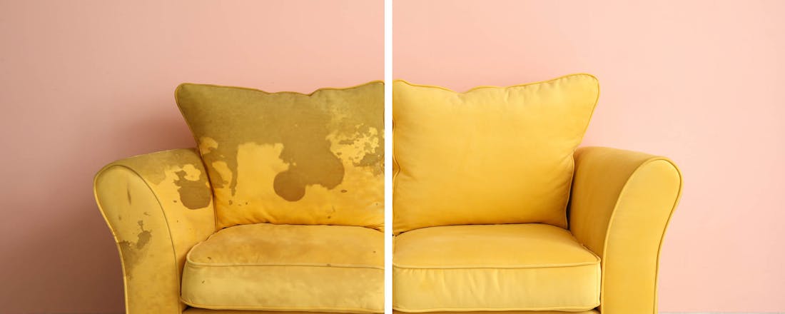 Bank voor en na schoonmaken Bank schoonmaken? Met deze supertip doe je dat snel én grondig!
