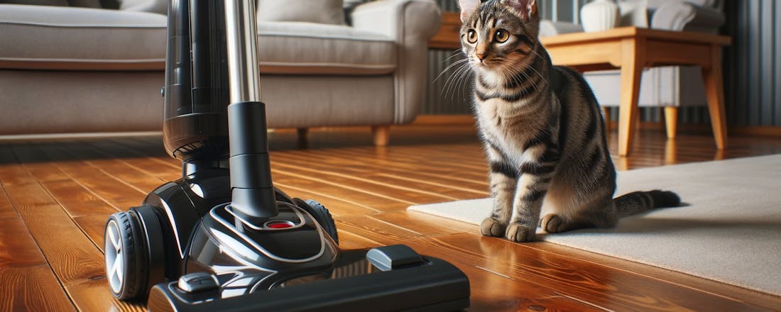 Kat die naar stofzuiger kijkt Huisdieren? Zo krijg je al dat haar uit je stofzuigerborstel