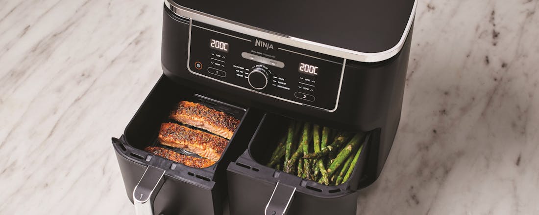 Vlees en groente in de Ninja Foodi AF400EU Waar voor je geld: 5 betaalbare airfryers met een dubbele pan