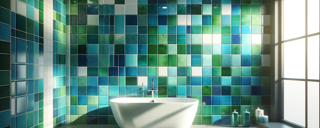 Kleurrijk betegelde badkamer Badkamer renoveren: zo betegel je de wanden