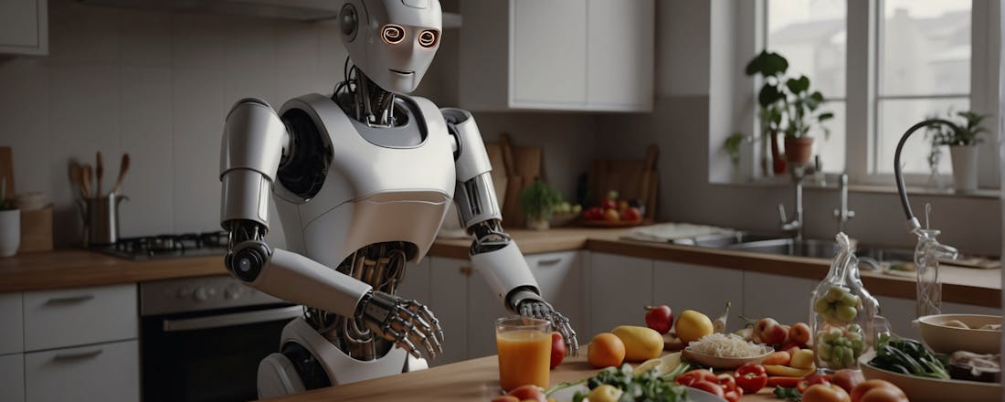 Robot staat eten te koken in de keuken 6 dingen waarmee ChatGPT je kan helpen in het dagelijks leven