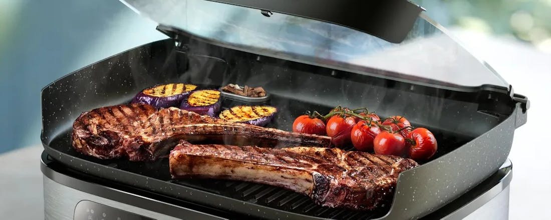 Philips Tafelgrill met rook- en aroma-infuser Nieuw van Philips: tafelgrill met infuser voor échte barbecuesmaak